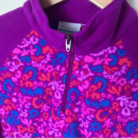 Columbia Girls Glacial Fleece 1/4 Zip Long Sleeve Pullover Pink Purple 14/16 - Picture 2 of 6